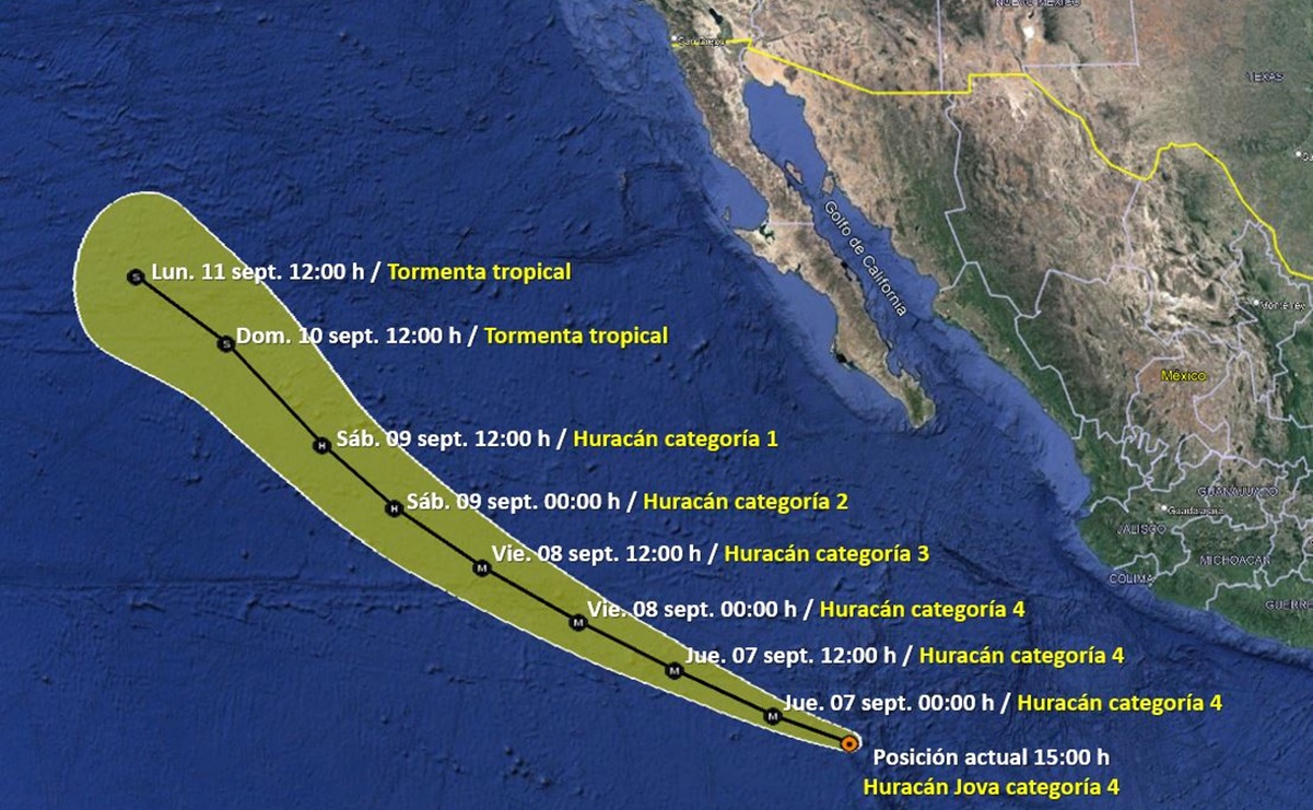 Huracán "Jova" se intensifica a categoría 4; se pronostican lluvias intensas en Colima, Jalisco y Michoacán