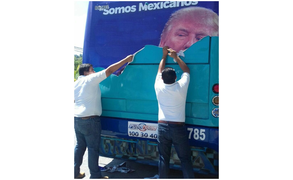 Retiran propaganda anti-Trump de autobuses en Acapulco
