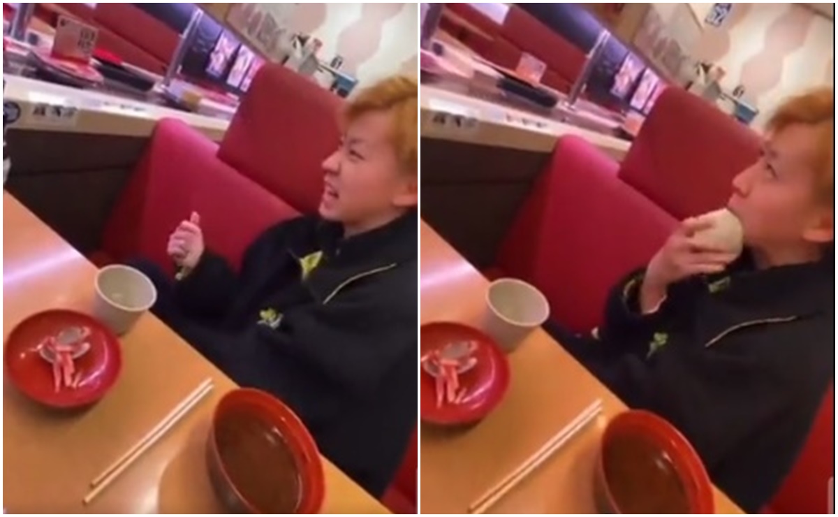 Indignación en redes por joven que lame botella de salsa en restaurante japonés (video)