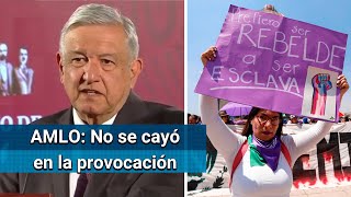 Actos de violencia aislados, en marcha del Día de la Mujer: AMLO