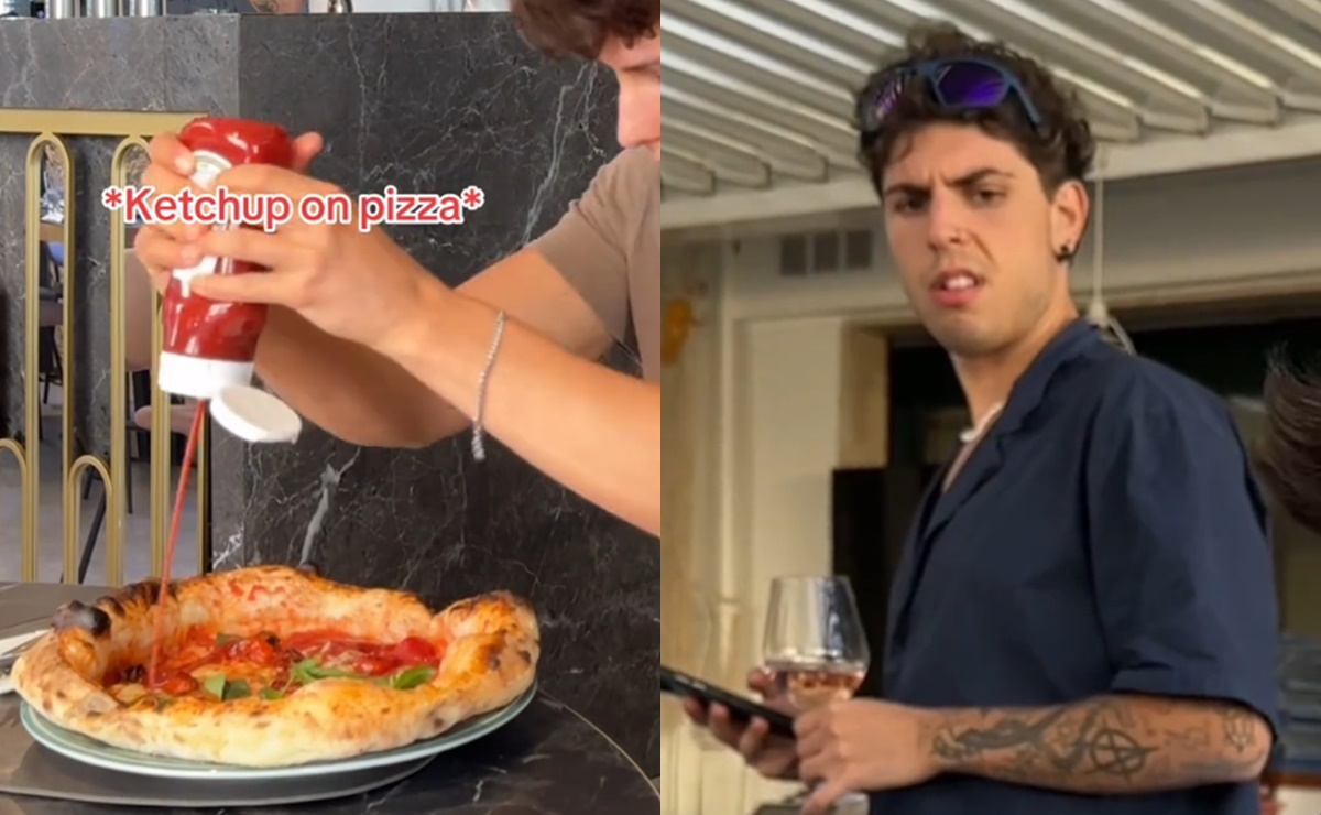 Italianos se indignan con influencer que le echó cátsup a su pizza. VIDEO