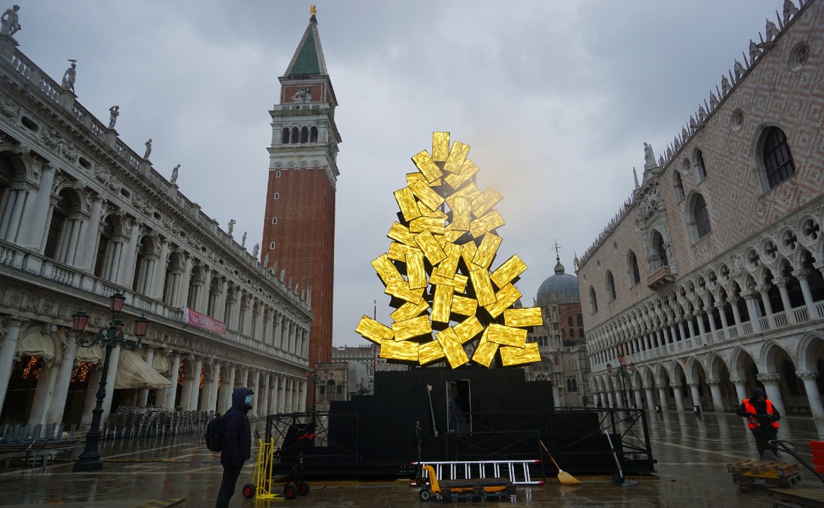 Luces de Navidad en una Venecia abandonada por el turismo debido al Covid