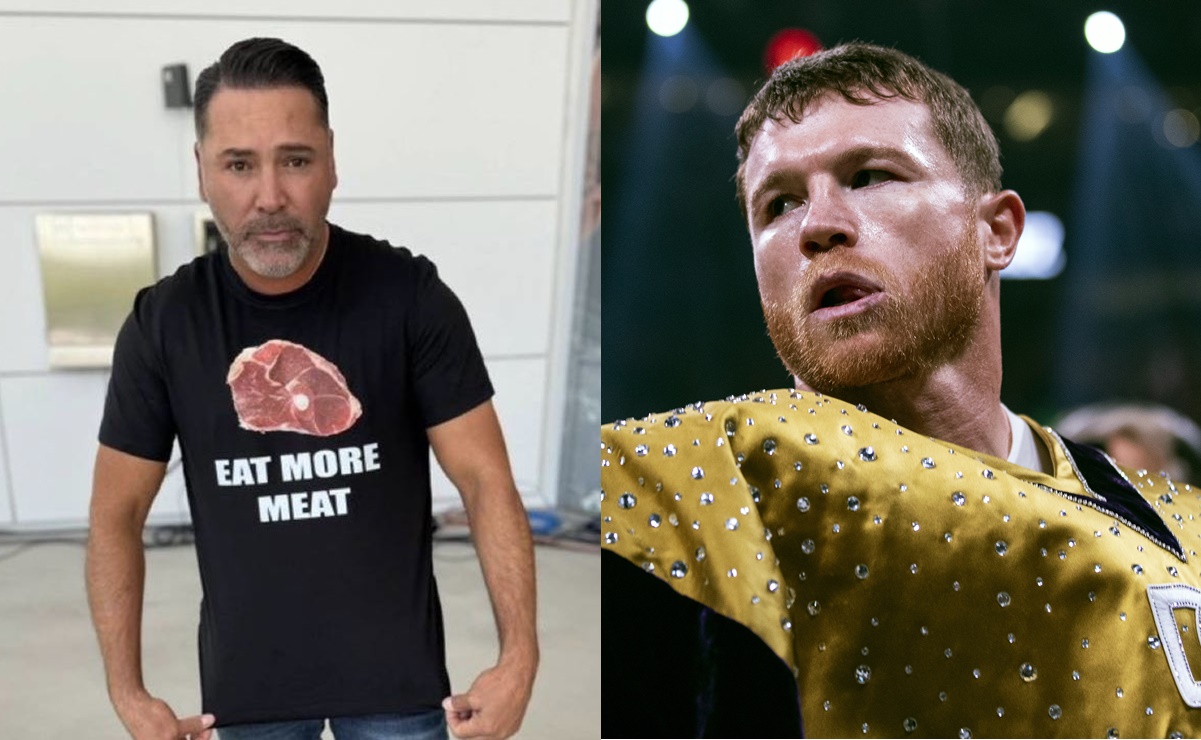 Óscar de la Hoya otra vez provoca al Canelo Álvarez en la ceremonia de pesaje