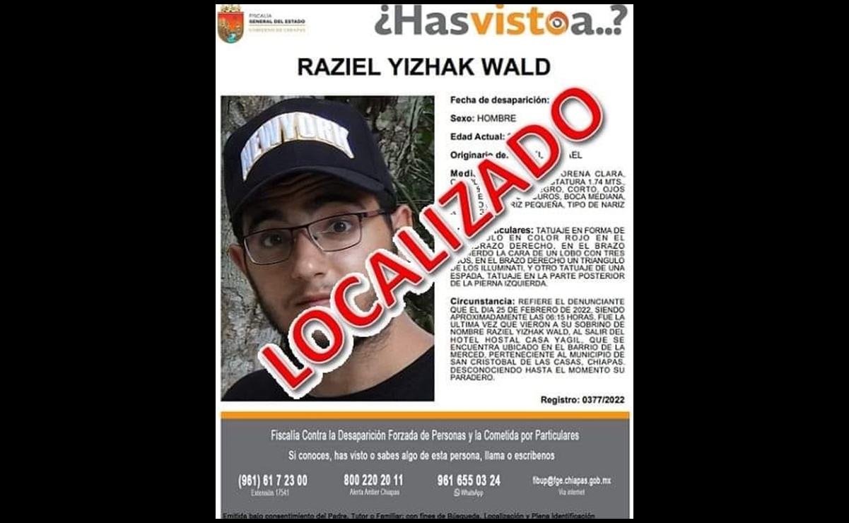 Localizan con vida a turista israelí desaparecido en San Cristóbal de las Casas, Chiapas