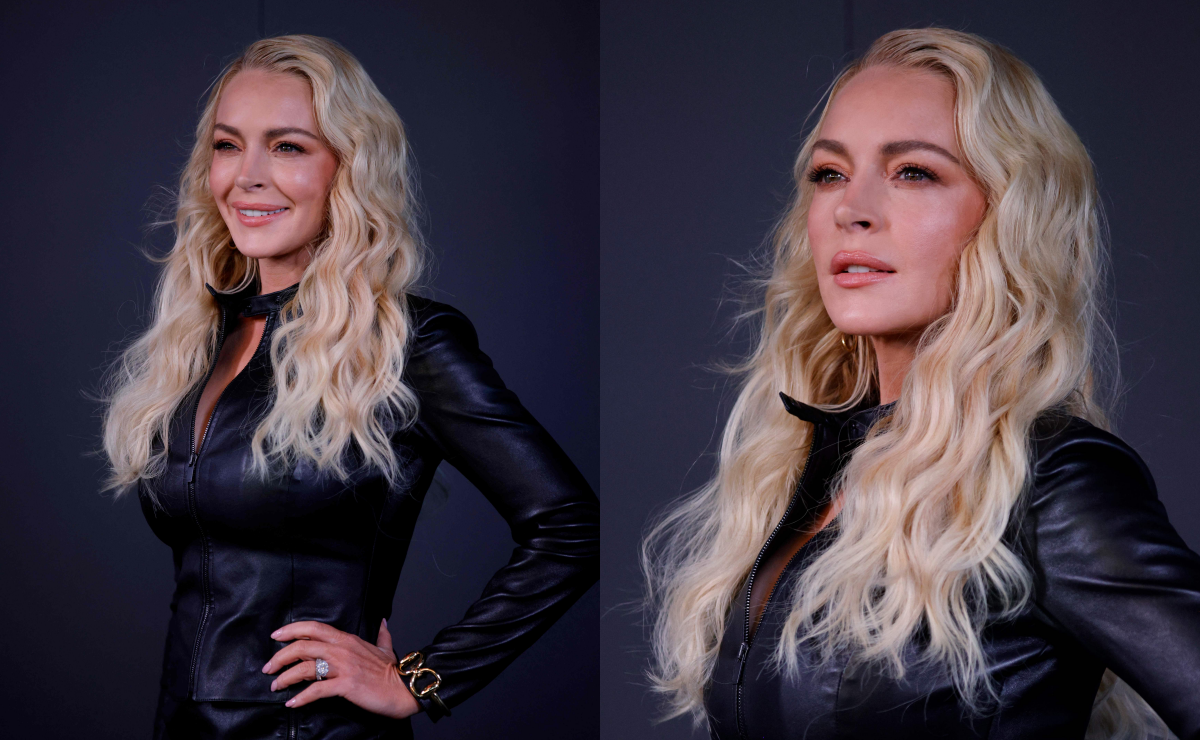Lindsay Lohan impacta Nueva York con look de cuero y se luce más joven que nunca. Foto: AFP