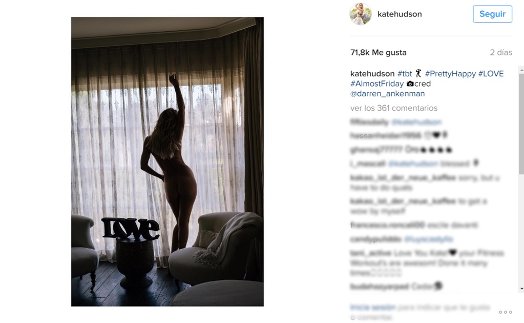 Kate Hudson comparte foto desnuda