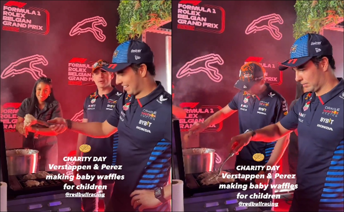 Checo Pérez y Max Verstappen preparan waffles en acto de caridad para niños previo al GP de Bélgica