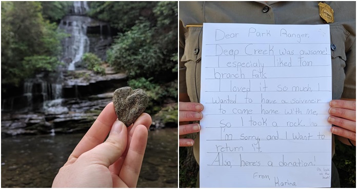 Con disculpa, turista regresa “corazón” robado de Great Smoky Mountains