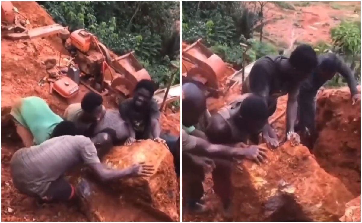 VIDEO: Jóvenes mineros hallan la "pepita de oro" más grande en Ghana