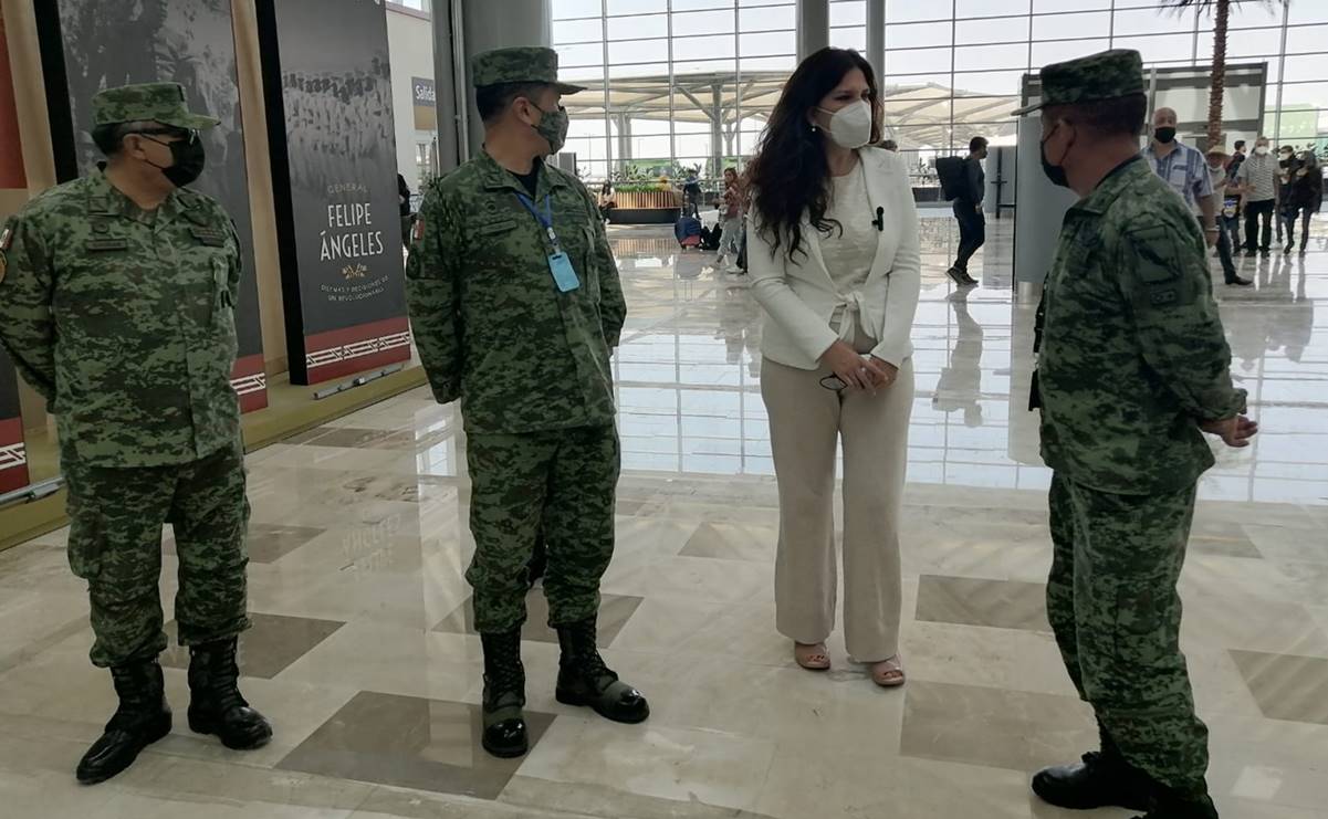 Kenia López Rabadán visita instalaciones del AIFA tras invitación de la Sedena