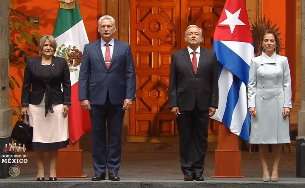 AMLO recibe al presidente de Cuba en Palacio Nacional