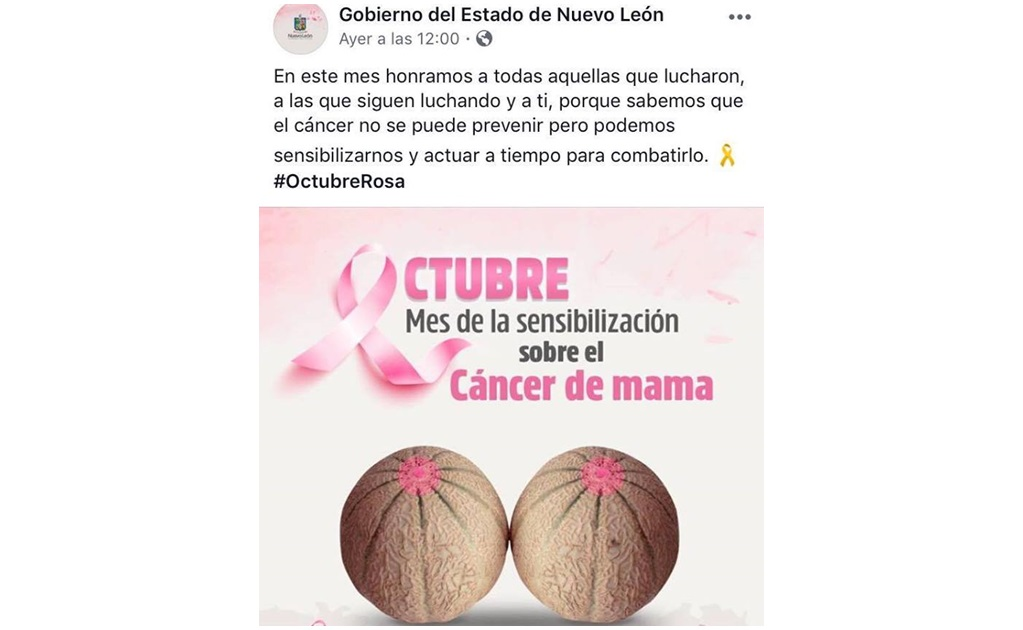 Inmujeres fustiga a gobierno de NL por campaña sobre cáncer de mama con melones