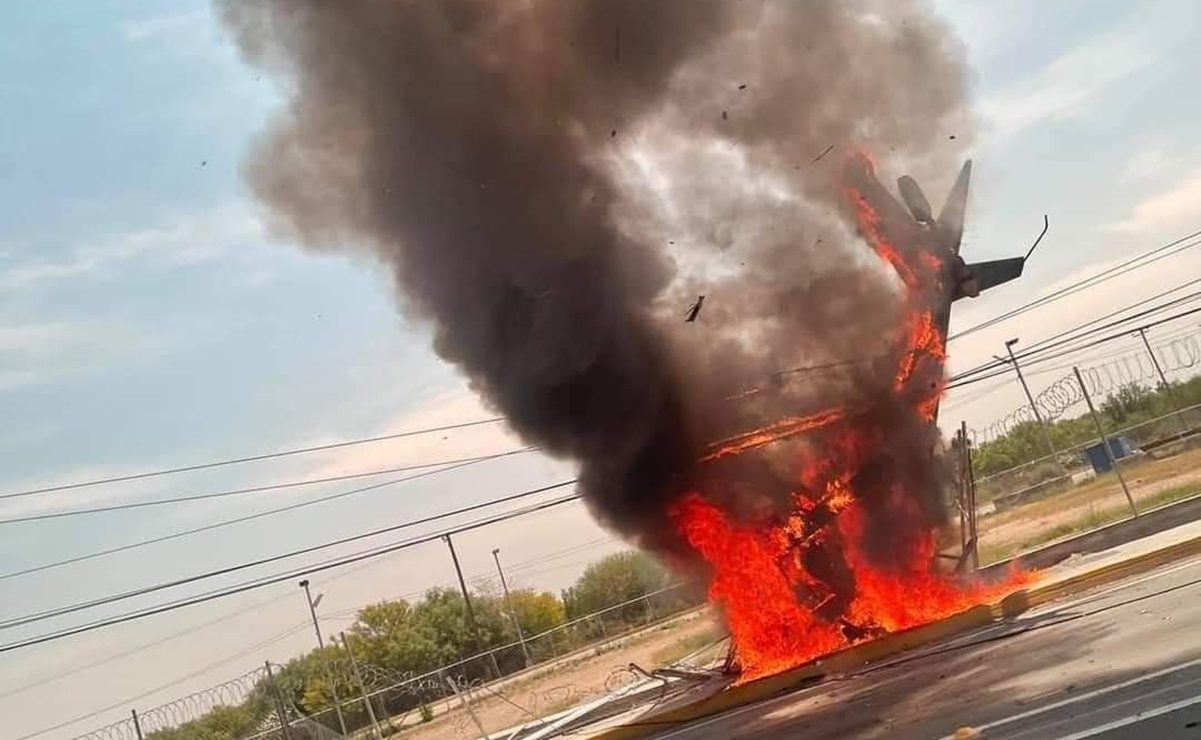 Cae helicóptero y se incendia en Apodaca, Nuevo León