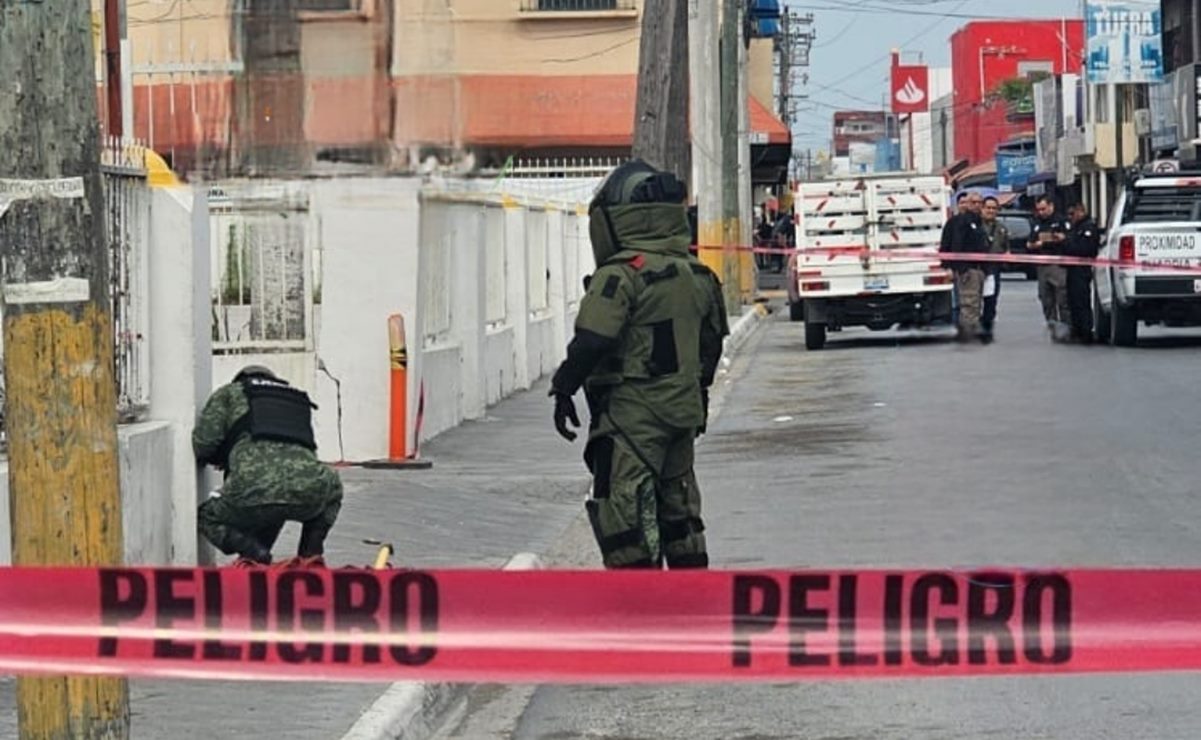 Especialistas en explosivos del Ejército retiran granada de una preparatoria en Reynosa, Tamaulipas
