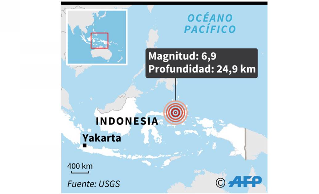 Se registra sismo de 6.9 en aguas de Indonesia; activan alerta de tsunami