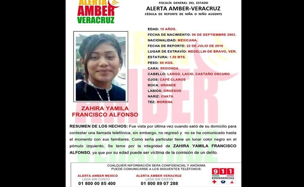 Activan Alerta Amber por desaparición de Zahira; salió a responder una llamada