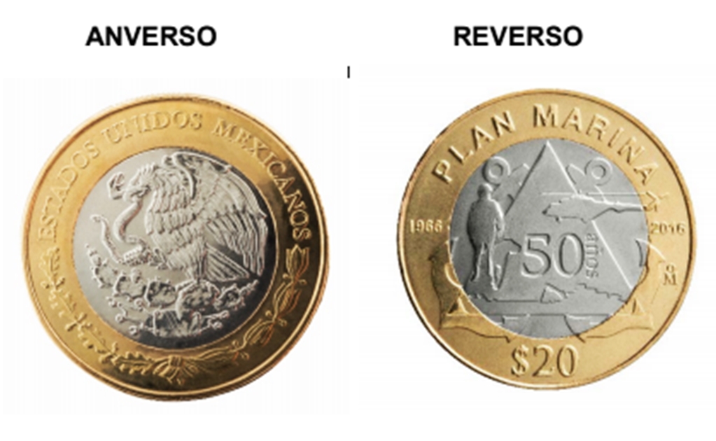 Banxico pone en circulación moneda conmemorativa del Plan Marina de 20 pesos 