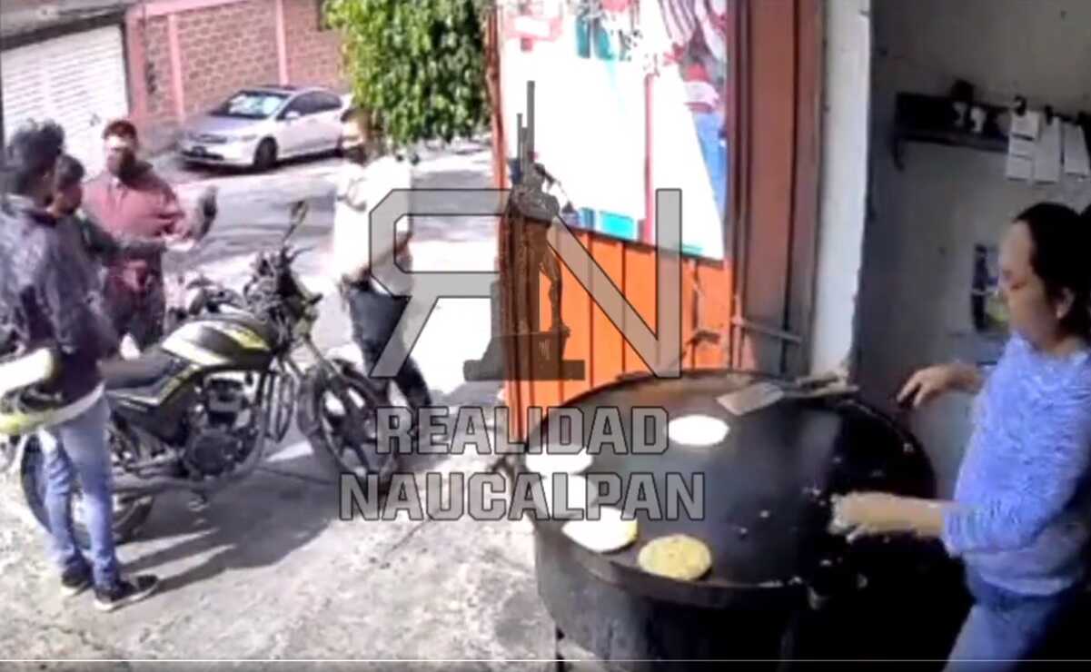 Video. Captan asalto a repartidores de comida afuera de puesto de garnachas en Naucalpan 