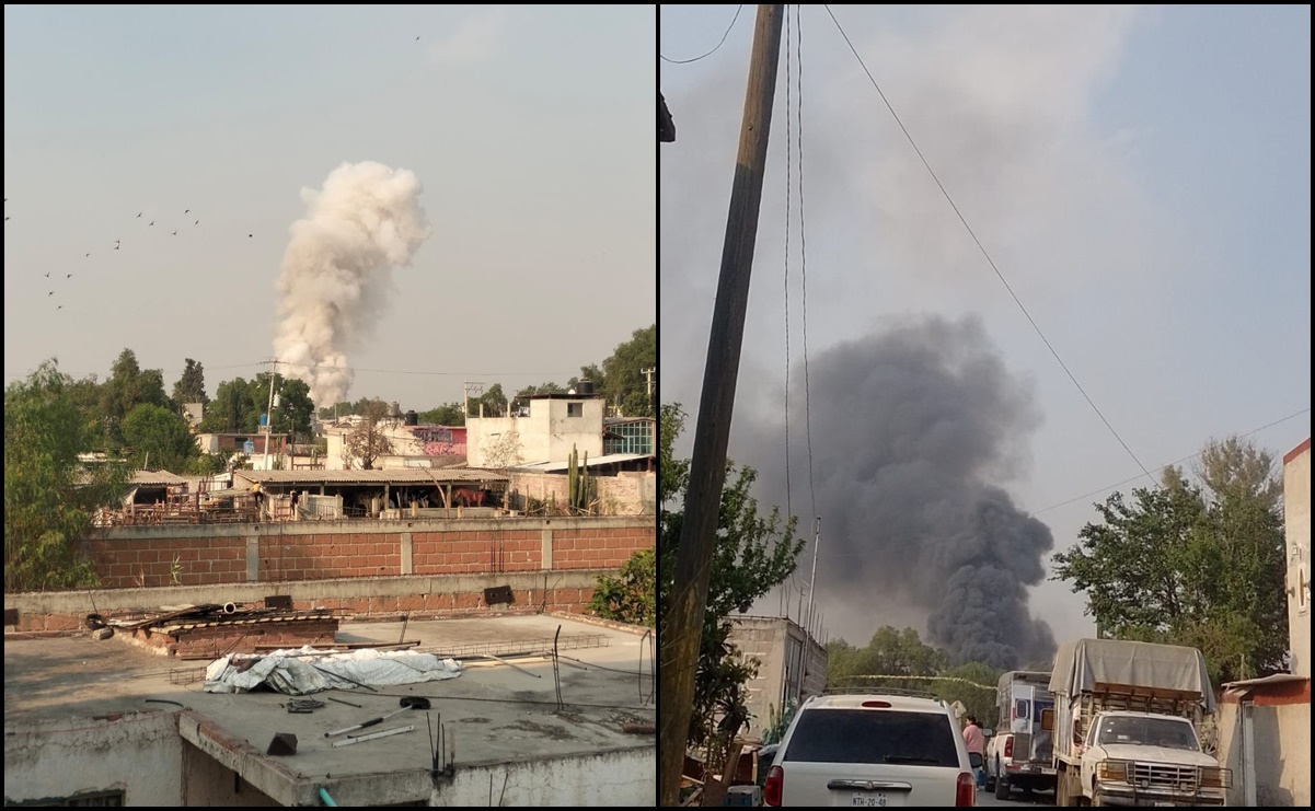 Reportan explosión de un polvorín de pirotecnia en Tultepec, Edomex