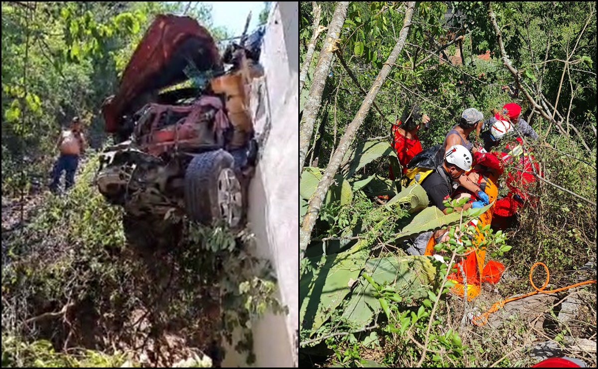 Cae vehículo a barranco; deja un muerto y cinco heridos en Nuevo León