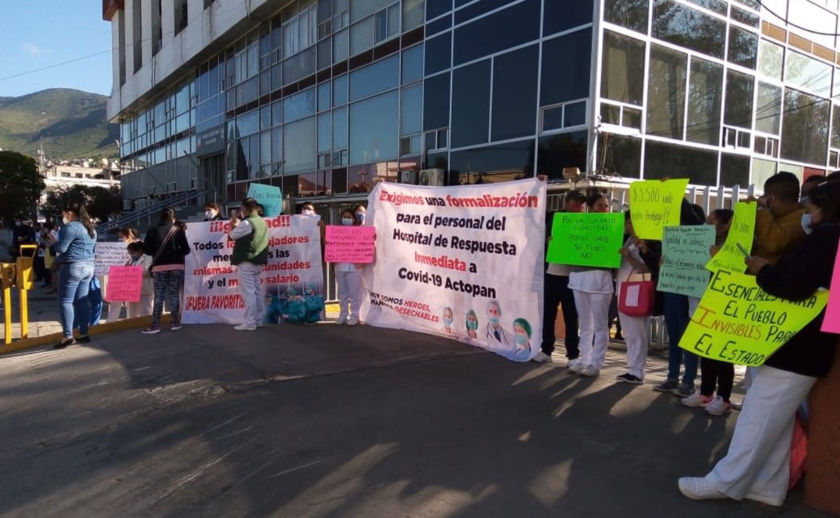 Por bajos salarios protestan enfermeras que atienden Covid-19 en Hidalgo 