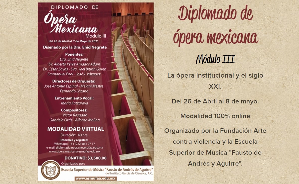 Diplomado sobre ópera revalora a los compositores mexicanos