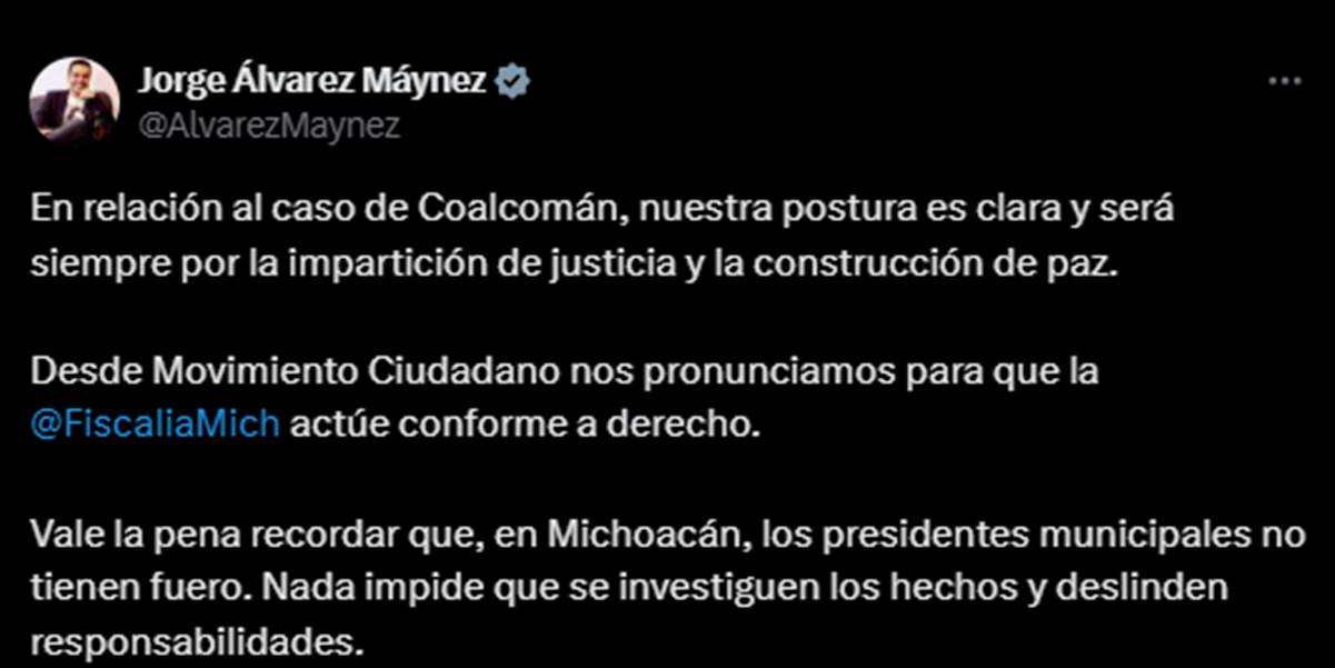 MC se pronuncia tras agradecimiento de alcaldesa de Coalcomán a “El Mencho”;  “nada impide que se investiguen los hechos”, dice