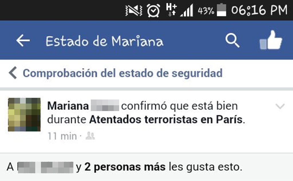 Facebook activa botón “Estoy bien” tras atentados