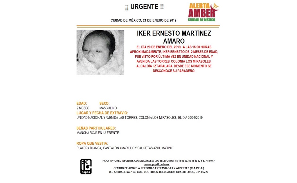 Activan Alerta Amber para localizar a Iker Martínez Amaro en Iztapalapa