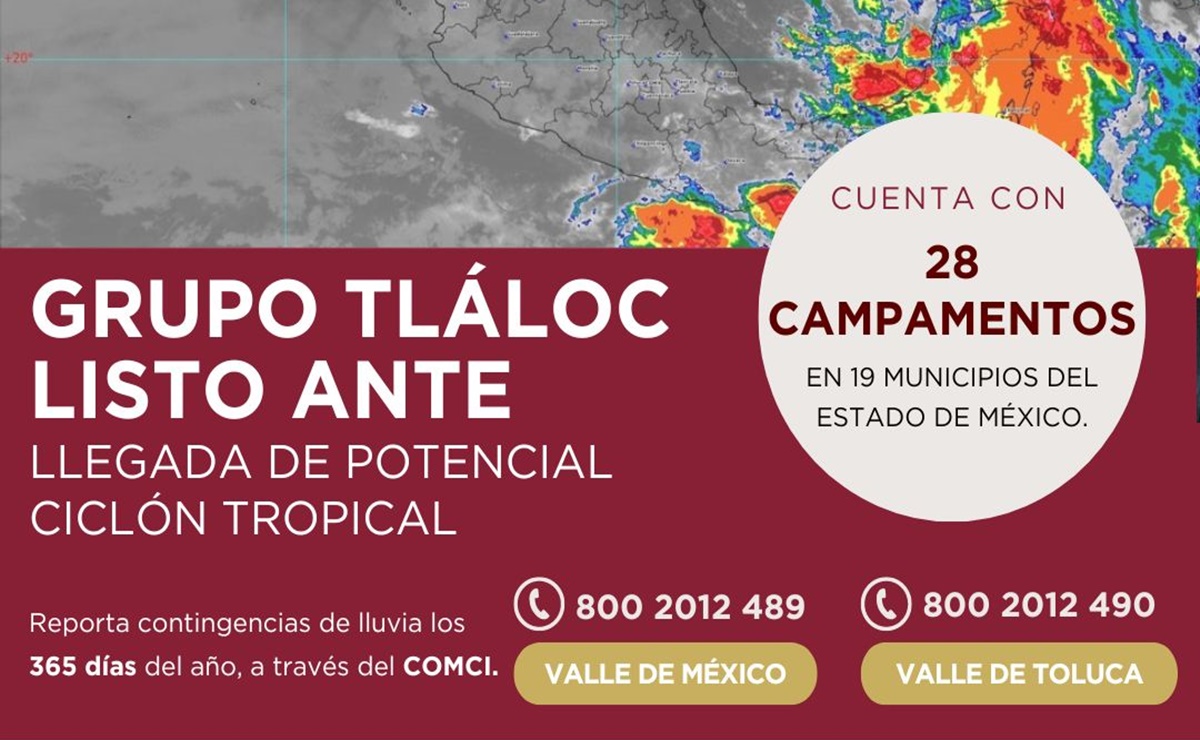 CAEM y Grupo Tláloc preparados para atender emergencias por potencial Ciclón Tropical Uno