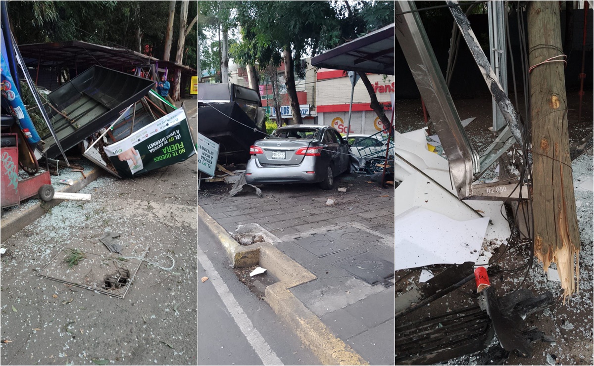 Auto choca en Coyoacán contra parada de autobús; el conductor fue detenido