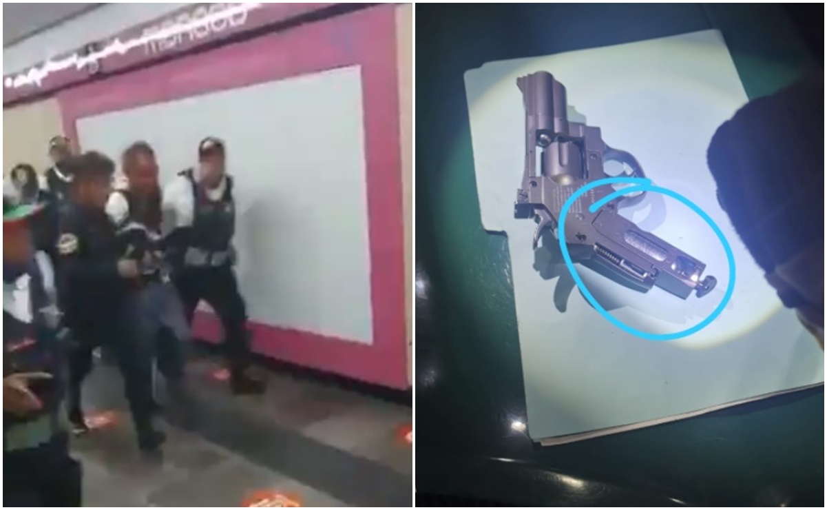 Borracho provoca riña y movilización de policías en la estación Merced del Metro CDMX; traía pistola de diábolos