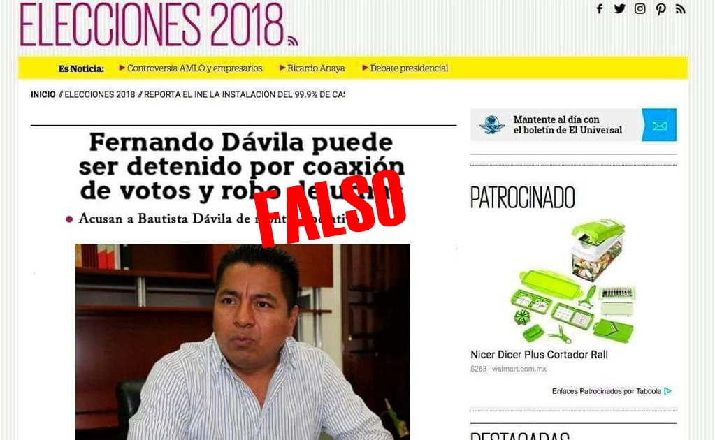 #FakeNews EL UNIVERSAL se deslinda de nota sobre detención de edil en Oaxaca