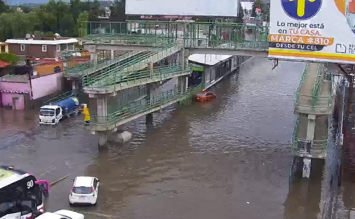 Lluvia provoca inundaciones en tramo de la México-Pachuca en Edomex; Mexibús sufrió afectaciones