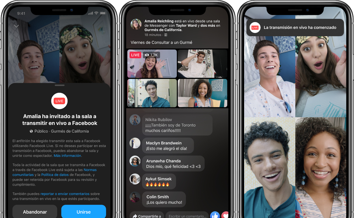 Messenger Rooms y Facebook Live se unen para transmitir en vivo