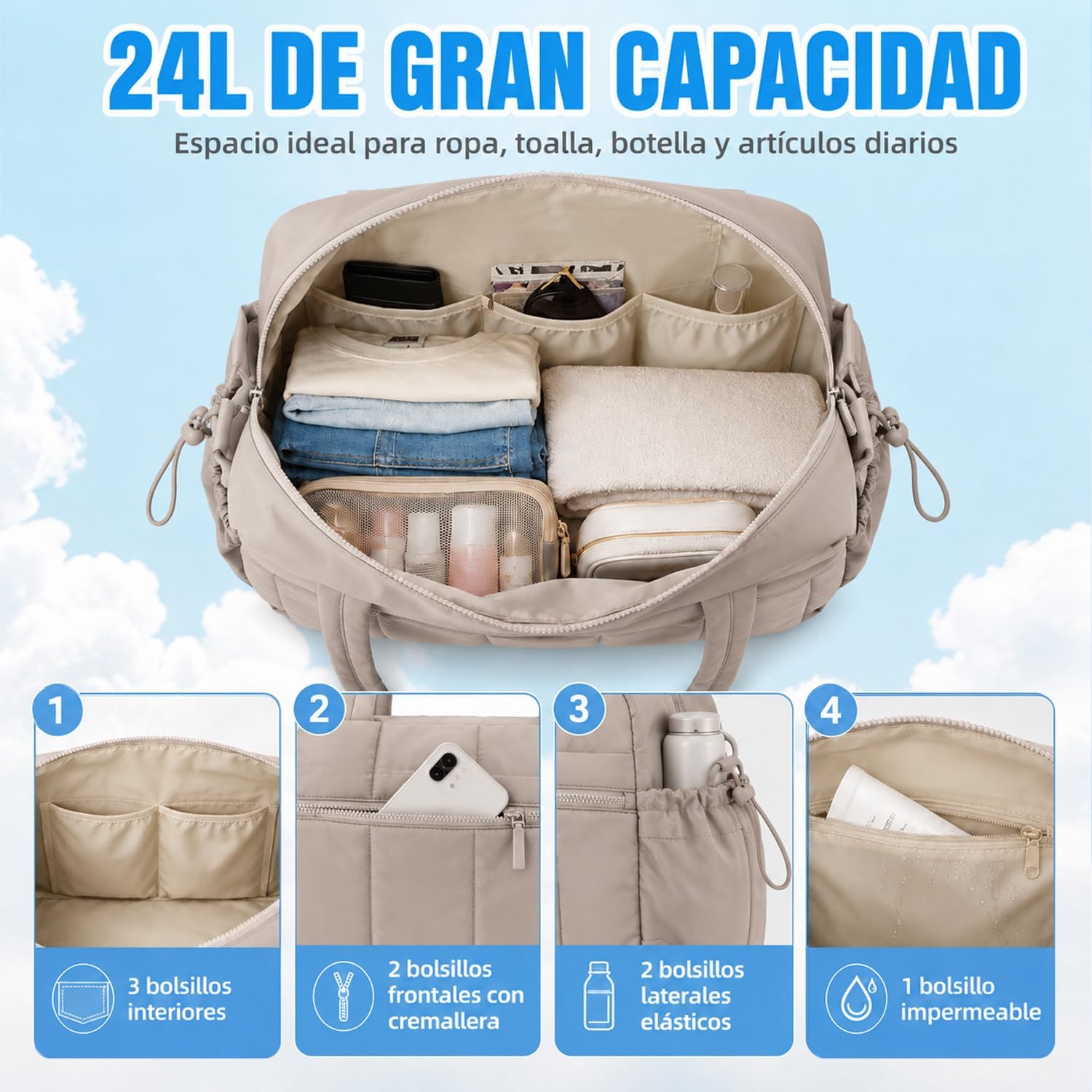 Bolsa Deportiva Impermeable con Compartimento para Ropa Mojada - Foto 3