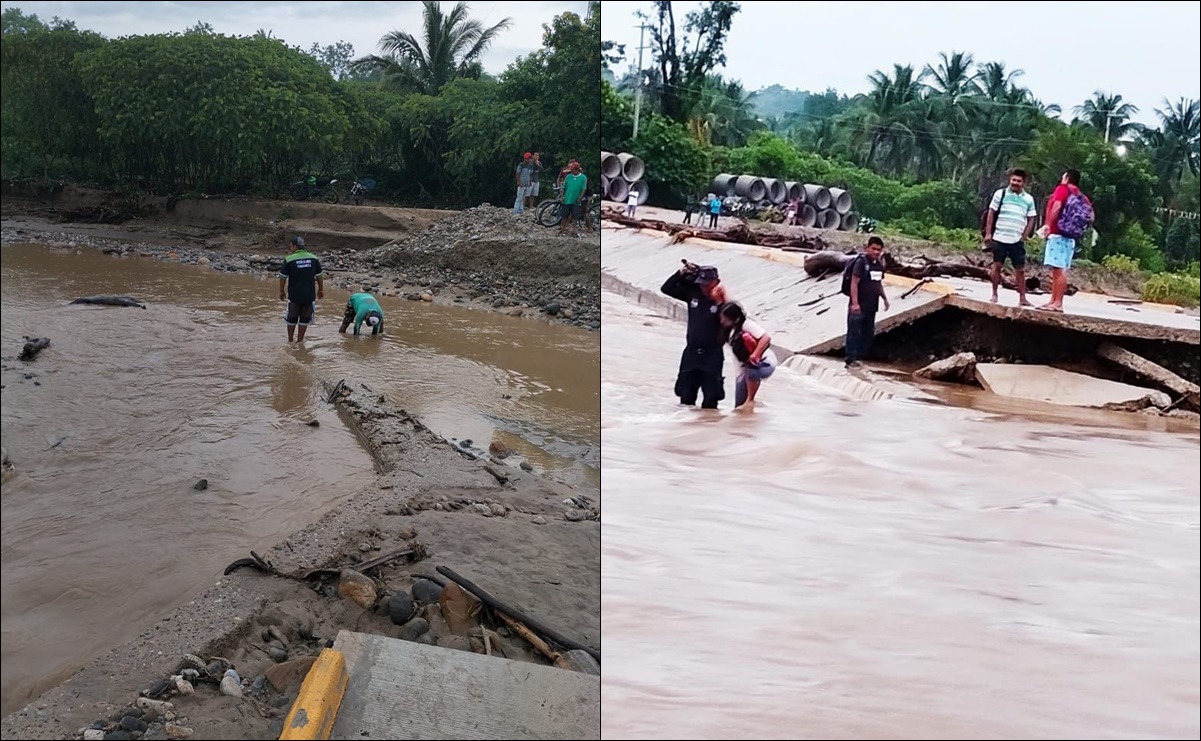 Fuertes lluvias dejan crecida de ríos y daños en puentes en Oaxaca