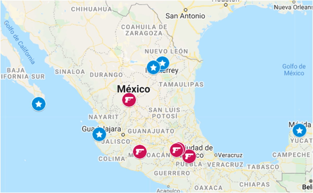 Mapa: 6 "paraísos" y 6 "infiernos" de seguridad en México