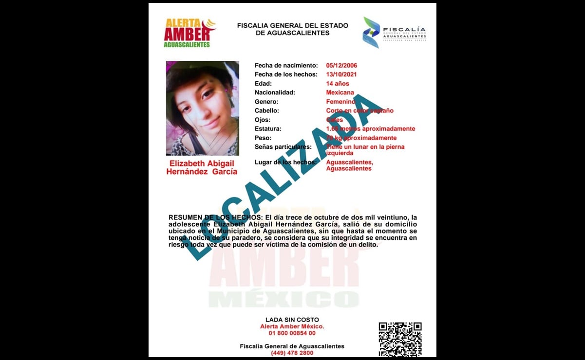 Localizan en Hidalgo a adolescente de 14 años desaparecida desde octubre en Aguascalientes
