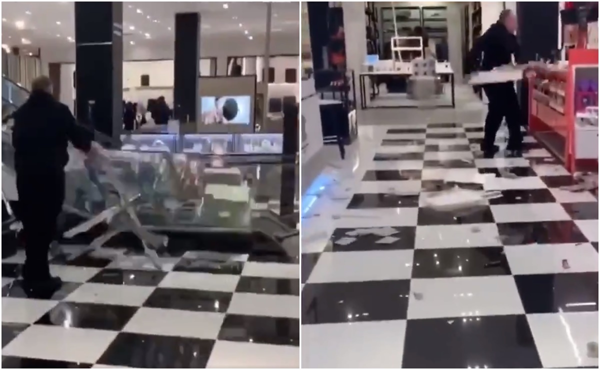 Video. Hombre rompe estantes de maquillaje en Bloomingdale’s de EU