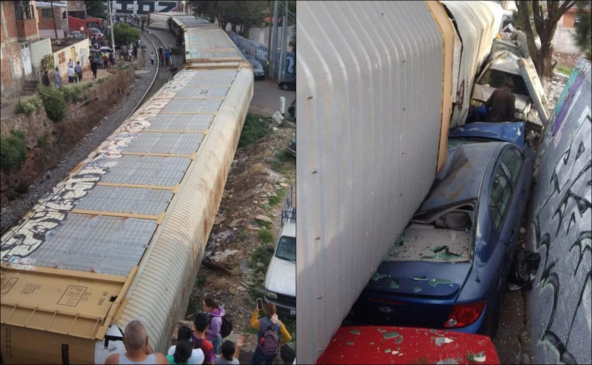 Tren se descarrila y daña 10 vehículos, una escuela y una vivienda en Zacatecas