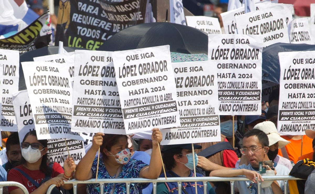 Con carteles y videos promocionan revocación de mandato en mitin sobre Reforma Eléctrica