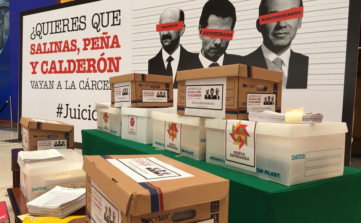 Diputados de Morena aportan 300 mil firmas para consulta de juicio a expresidentes