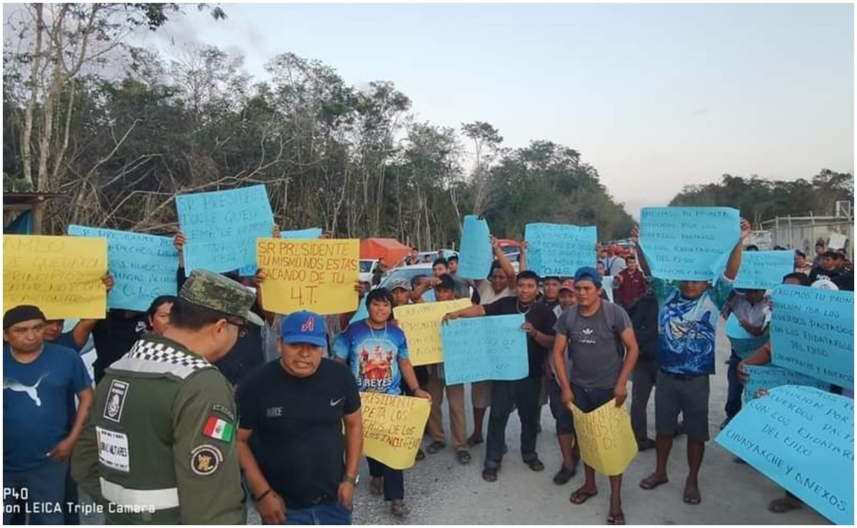Ejidatarios protestan por incumplimiento de acuerdos tras ceder tierras para Tren Maya y Aeropuerto de Tulum