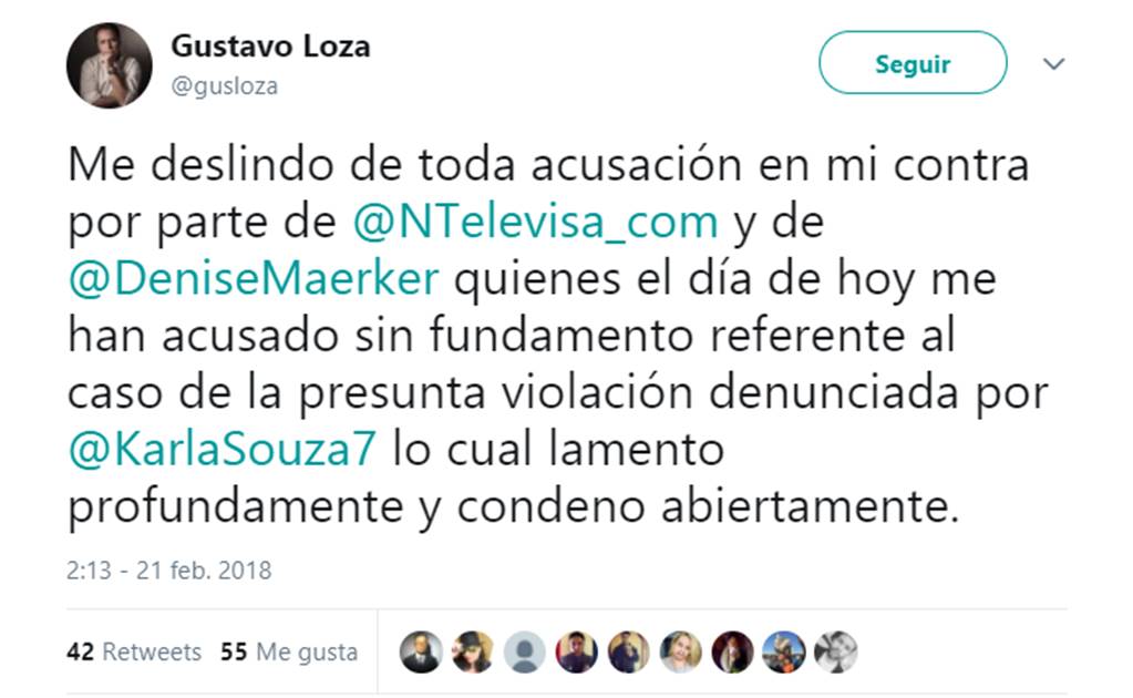 Gustavo Loza se deslinda de acusaciones de violación