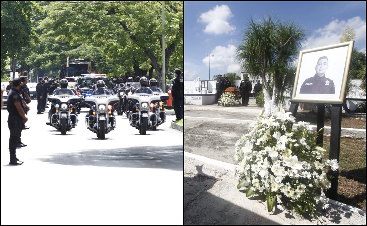 Dan último adiós a policía baleado en Yucatán