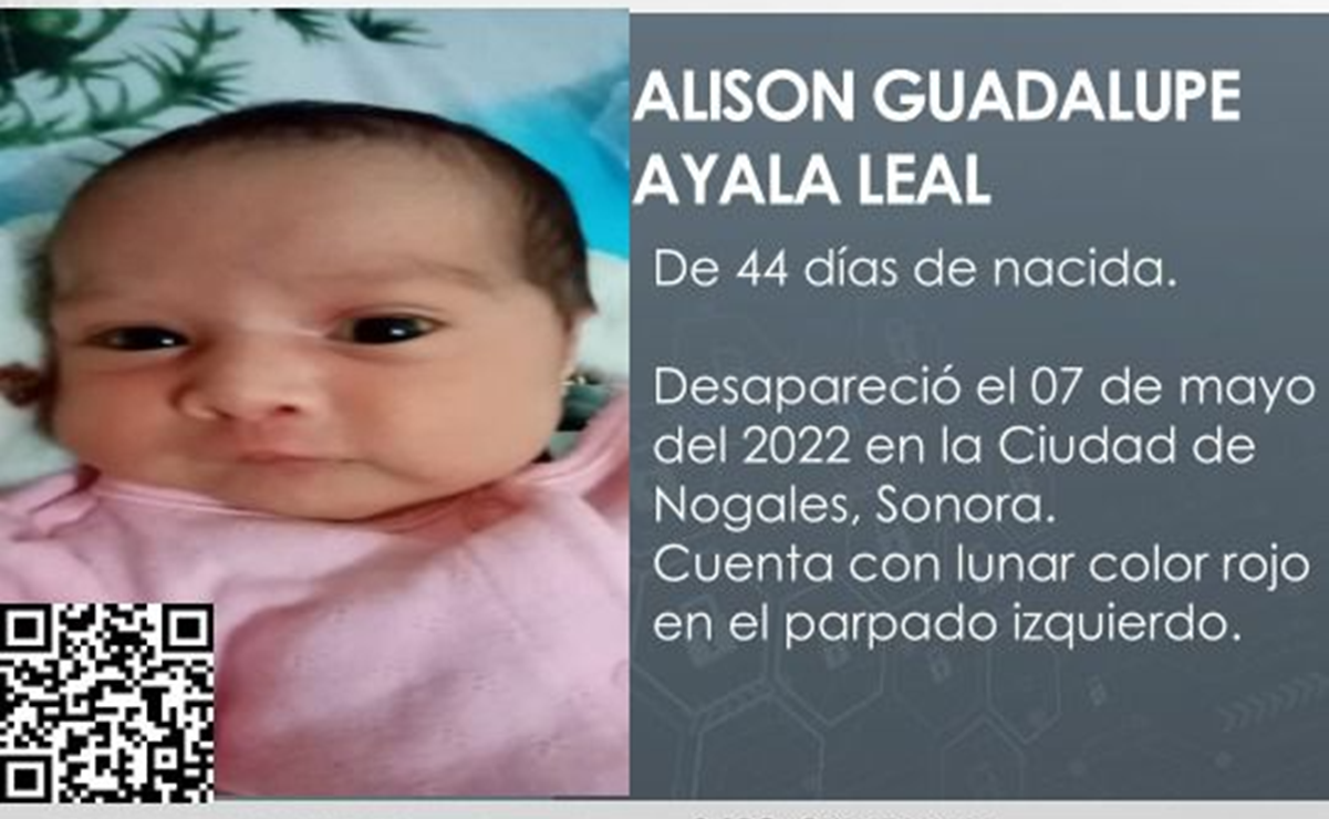 Buscan a Alison, bebé de 44 días de nacida, sustraída de su domicilio en Nogales
