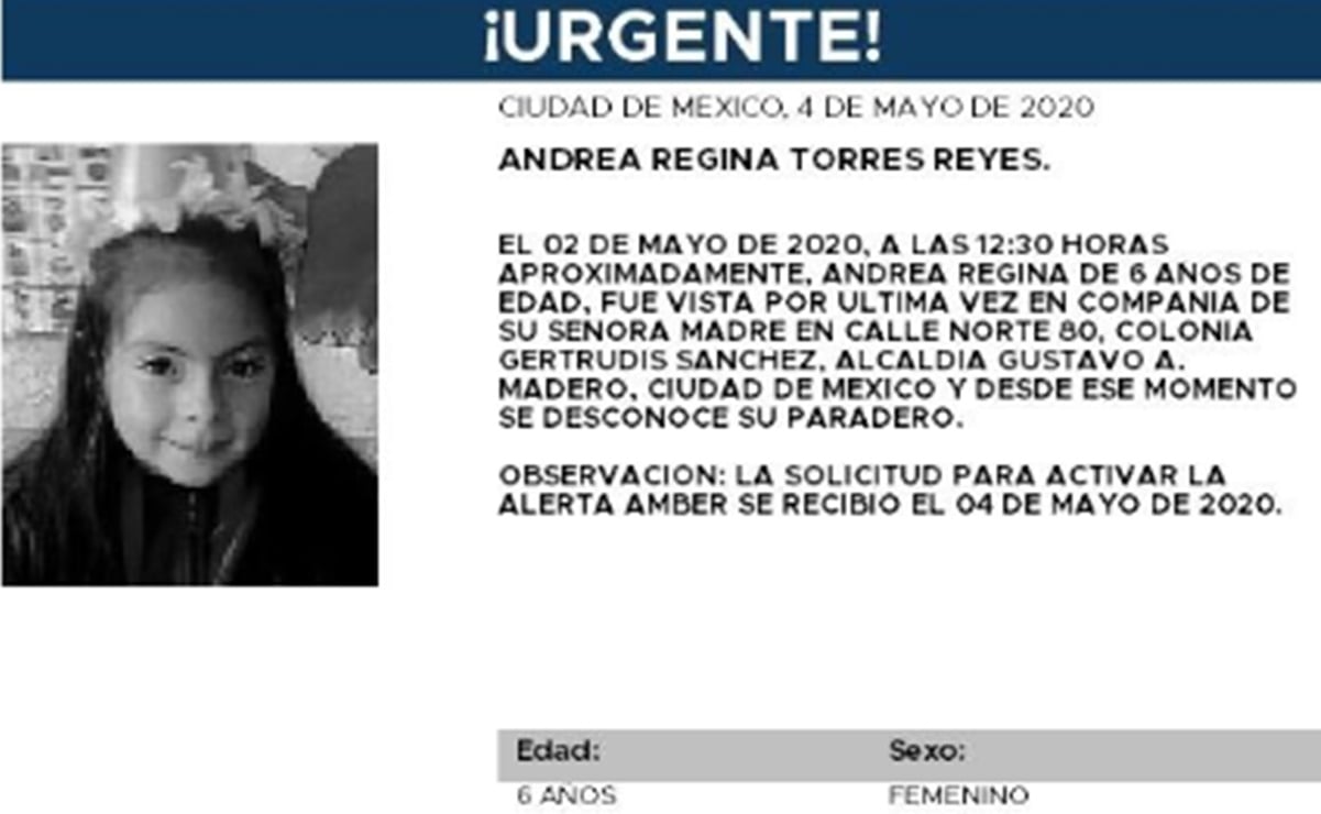 Activan Alerta Amber para localizar a Andrea Regina; desapareció en la GAM