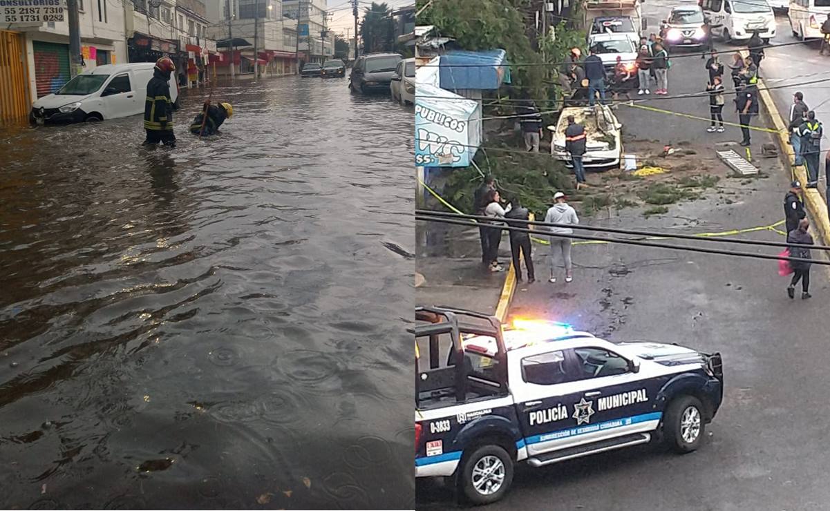 Intensas lluvias en Naucalpan dejan inundaciones y decenas de autos atrapados