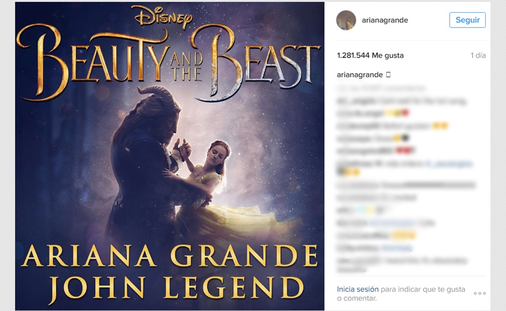 Lanzan tema de "La Bella y la Bestia" en voz de Ariana Grande y John Legend 